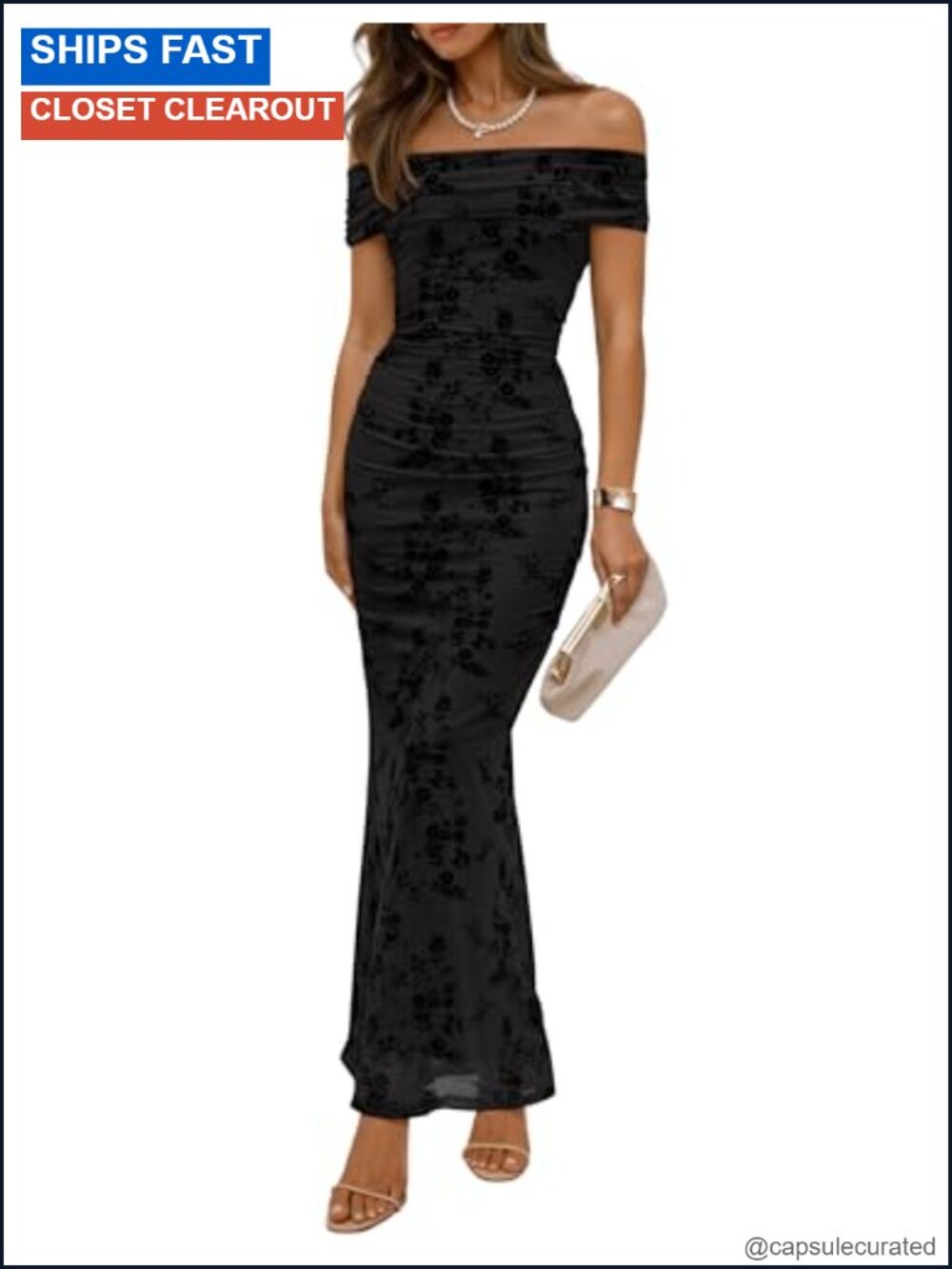 Off Shoulder Floral Bodycon Ruched Maxi Dress Cocktail Party Formal